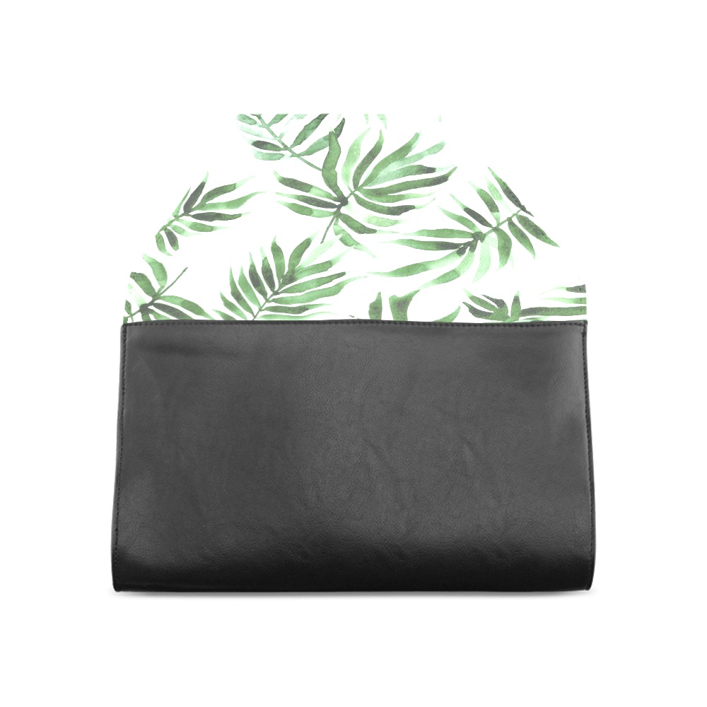 Watercolor_green_leaf Clutch Bag (Model 1630)