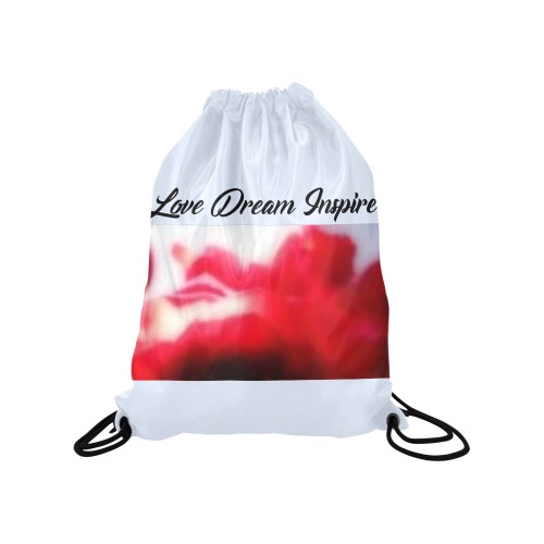 Baby Blue: Red Roses #LoveDreamInspireCo Medium Drawstring Bag Model 1604 (Twin Sides) 13.8"(W) * 18.1"(H)