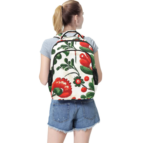 folklore motifs red flowers backpack Multifunctional Backpack (Model 1731)