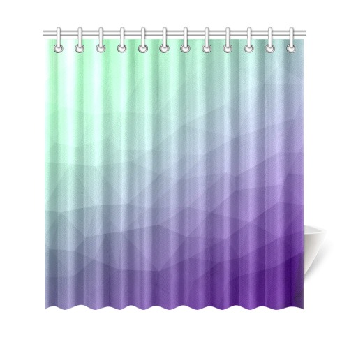 Purple green ombre gradient geometric mesh pattern Shower Curtain 69"x72"
