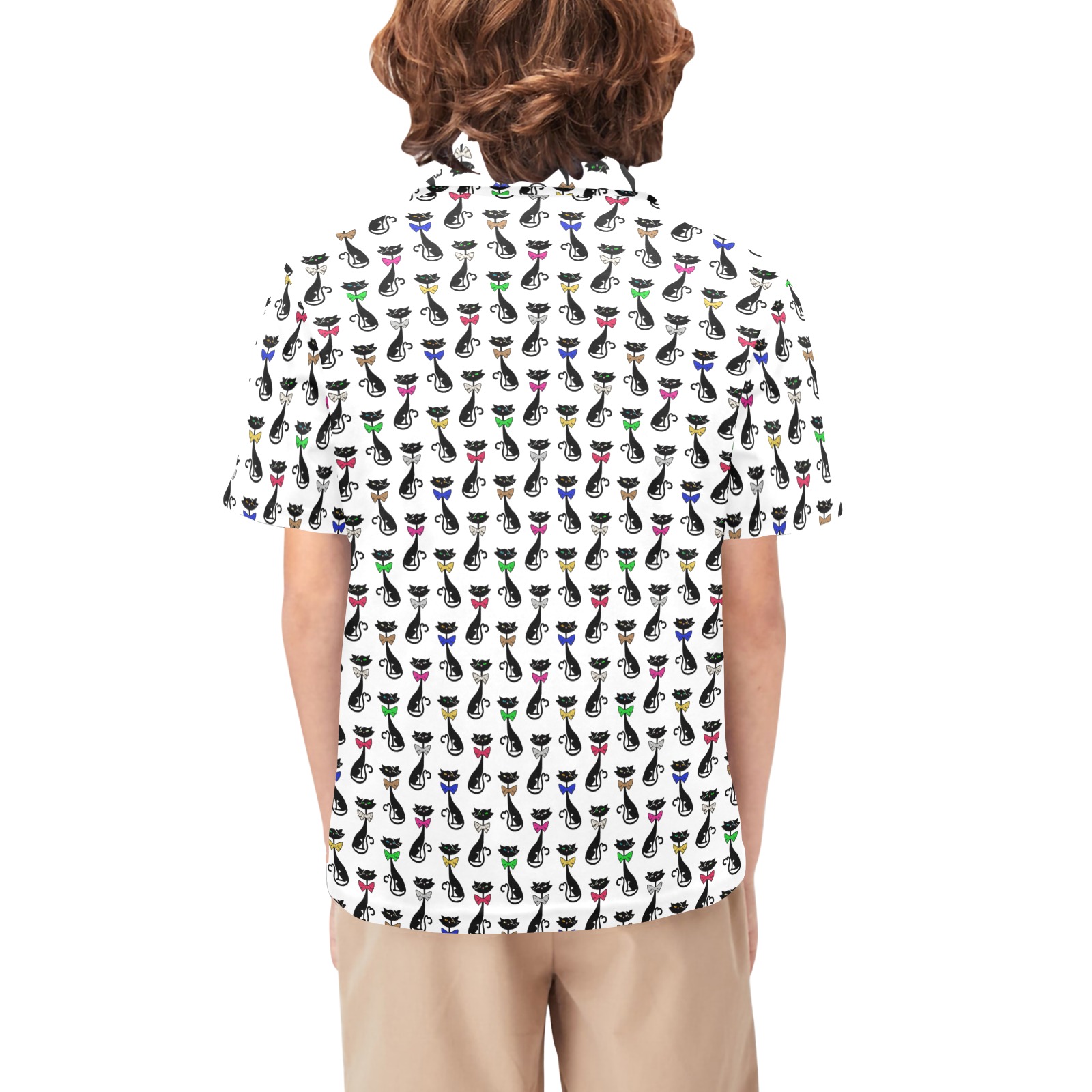 Black Cats Wearing Bow Ties Big Boys' All Over Print Polo Shirt (Model T55)