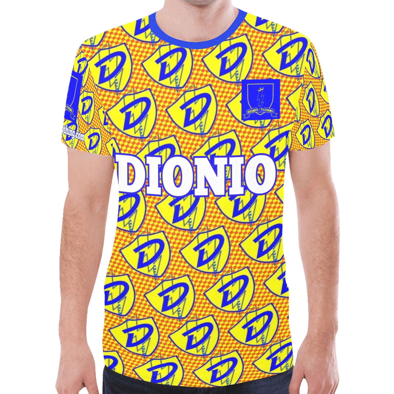 DIONIO Clothing - Grand Prix D Shield Logo T-Shirt (Blue Lightning Shield Logo) New All Over Print T-shirt for Men (Model T45)