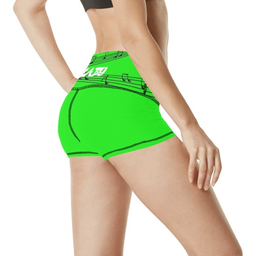 Lime Green Women's All Over Print Yoga Shorts (Model L17)