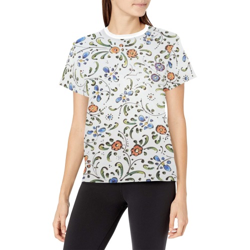 Flower Women's All Over Print Crew Neck T-Shirt (Model T40-2)