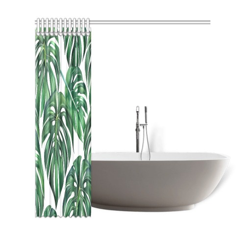 Monstera Leaves Pattern Shower Curtain 69"x72"