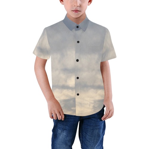 Rippled Cloud Collection Boys' All Over Print Short Sleeve Shirt (Model T59)