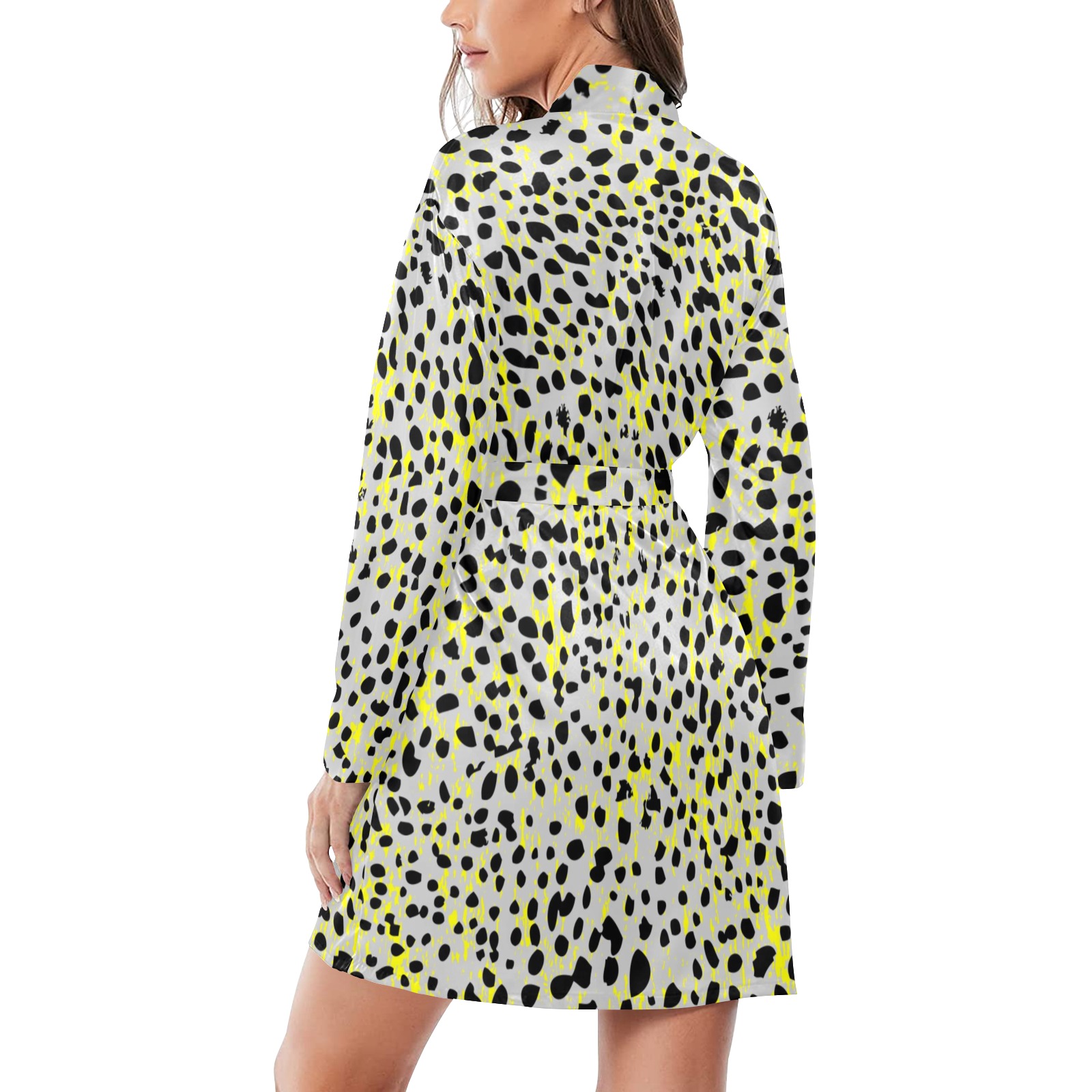 Modern leopards dots 1A Women's Long Sleeve Belted Night Robe
