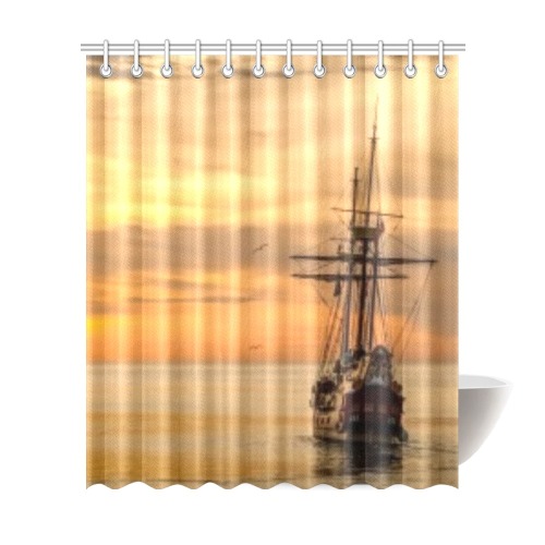 Boat in the sunset Shower Curtain 72"x84"