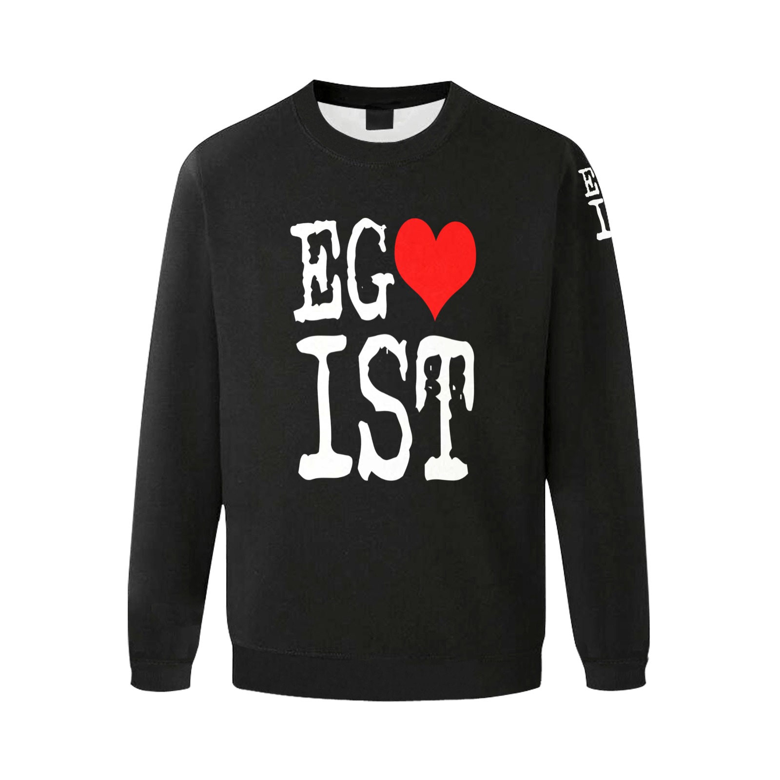 Egoist Red Heart White Funny Cool Laugh Chic Men's Oversized Fleece Crew Sweatshirt (Model H18)