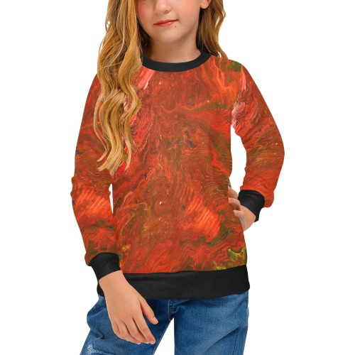 fire goddess Girls' All Over Print Crew Neck Sweater (Model H49)