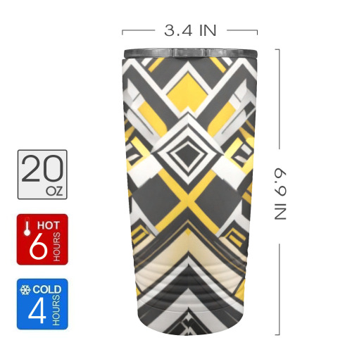 black white yellow pattern 20oz Insulated Stainless Steel Mobile Tumbler