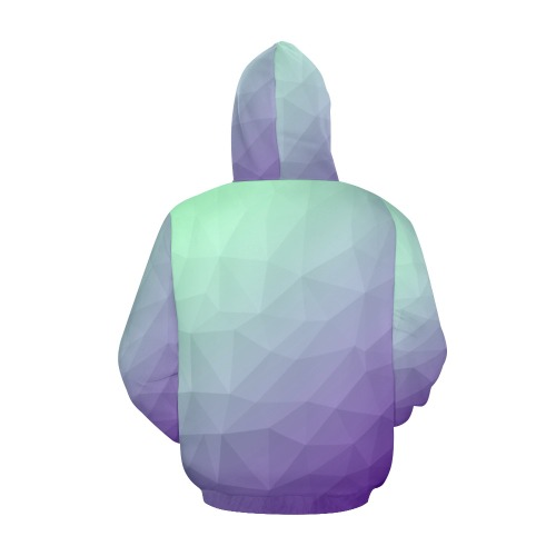 Purple green ombre gradient geometric mesh pattern All Over Print Hoodie for Men (USA Size) (Model H13)