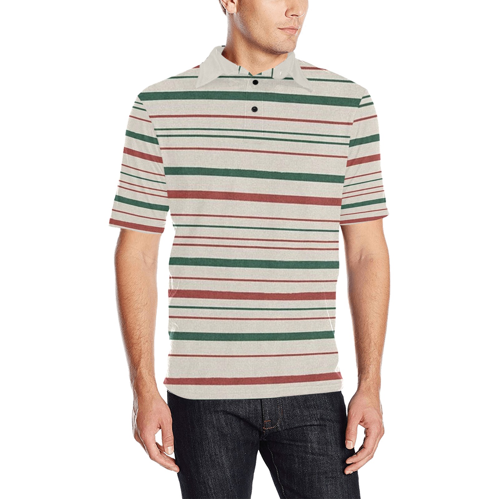 RR Men's Modern Striped Men's All Over Print Polo Shirt (Model T55)