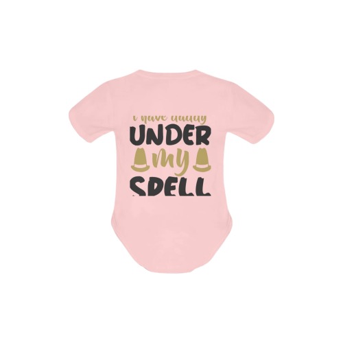 I HAVE DADDY UNDER MY SPELL (Pink) Baby Powder Organic Short Sleeve One Piece (Model T28)
