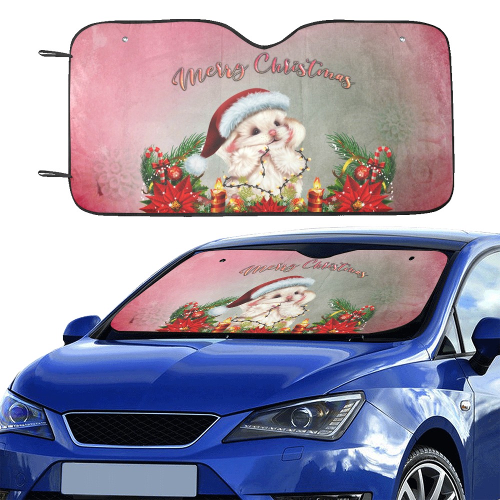 Merry christmas, cute animal Car Sun Shade 55"x30"