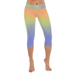 Summer brushstrokes SM4 Women's Low Rise Capri Leggings (Invisible Stitch) (Model L08)