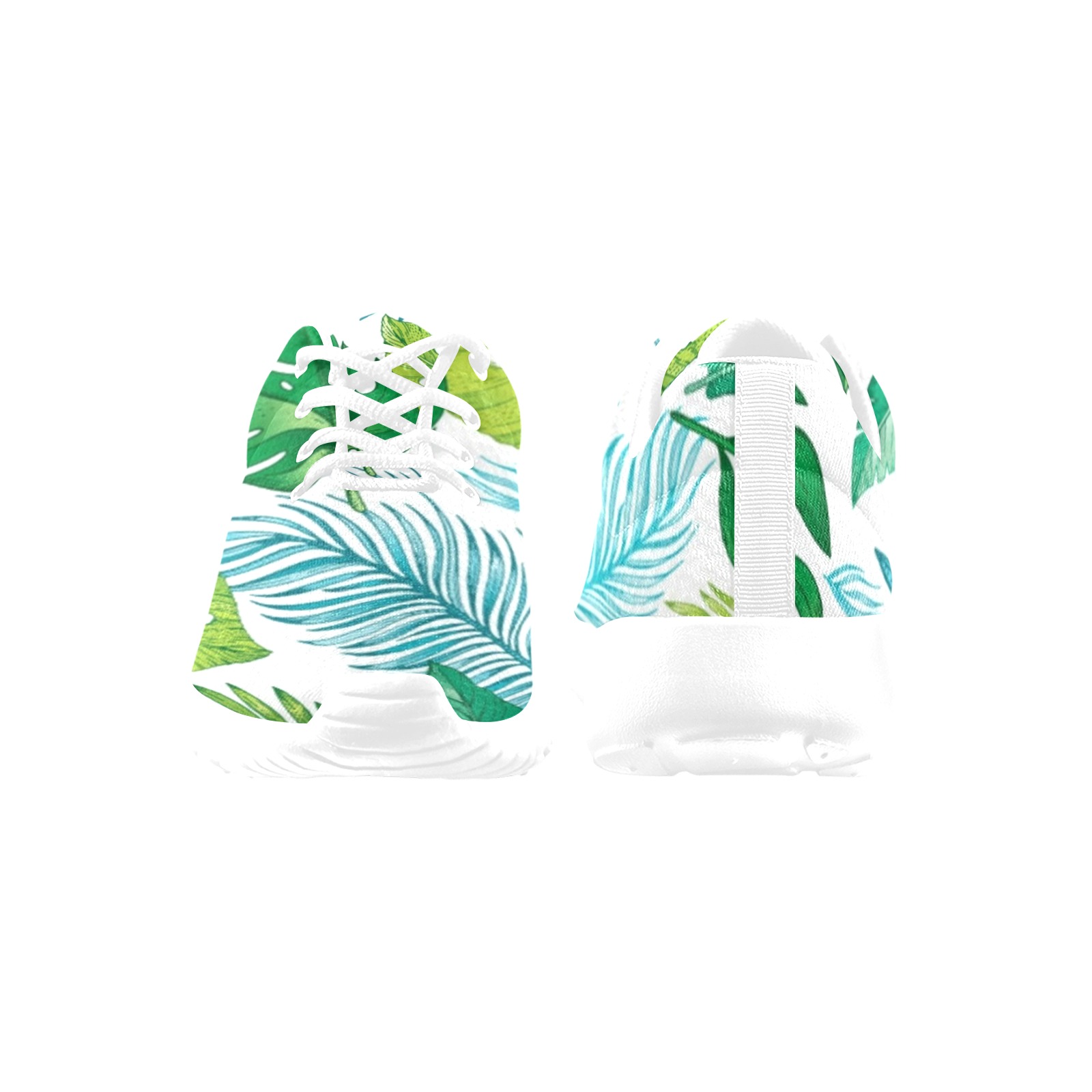 Tropical Leaves - Green, Teal, Aqua Women's Athletic Shoes (Model 0200)