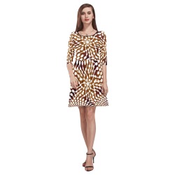 AFRICAN PRINT PATTERN 4 Tethys Half-Sleeve Skater Dress(Model D20)