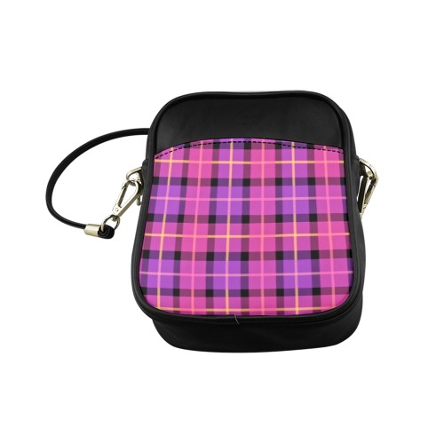 Plaid in Pink and Purple Sling Bag (Model 1627)