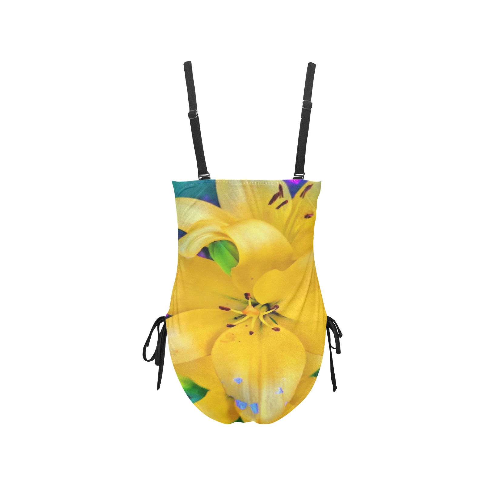 Mesh Patchwork Solid Drawstring Side One Piece Swimsuits