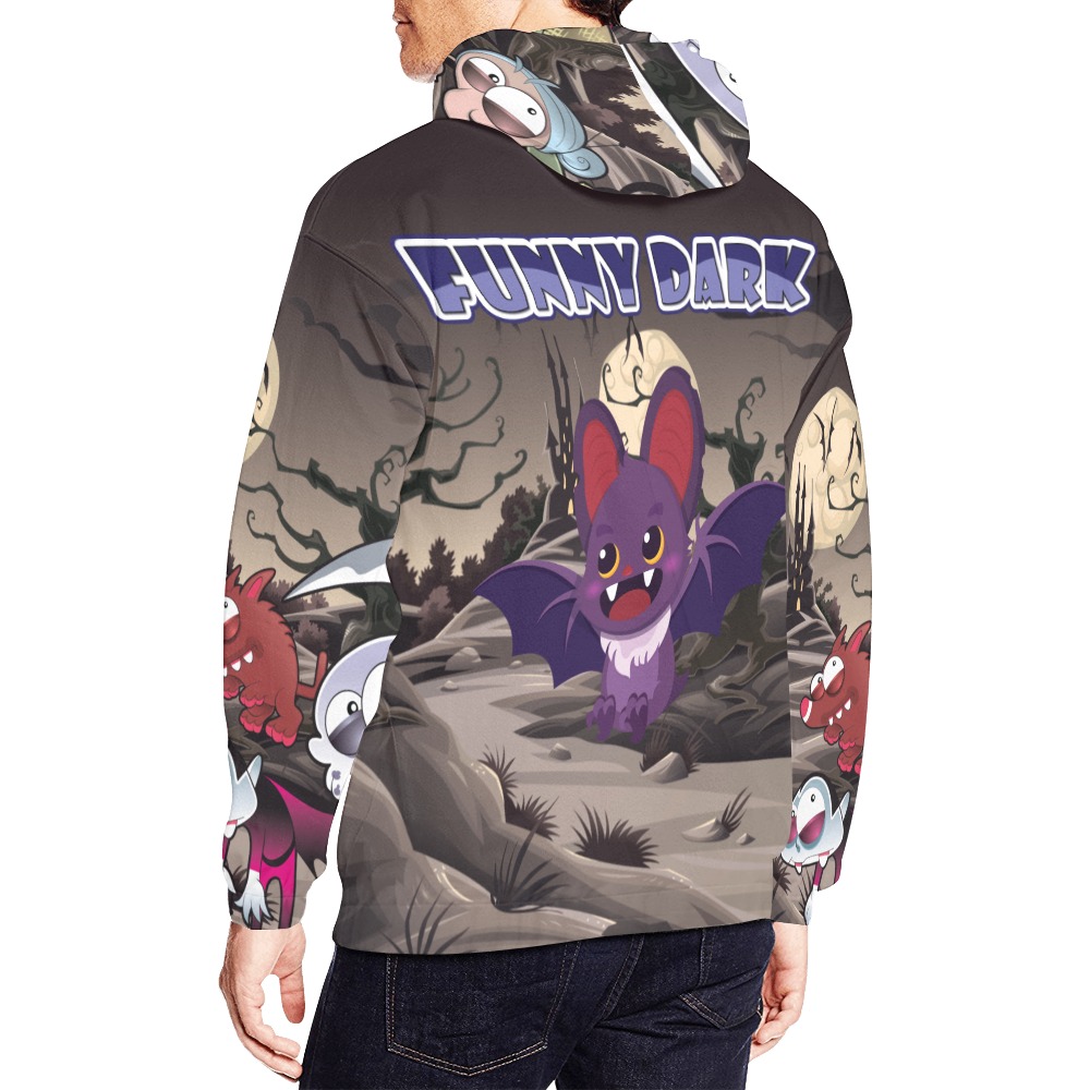 Funny Dark All Over Print Hoodie for Men (USA Size) (Model H13)