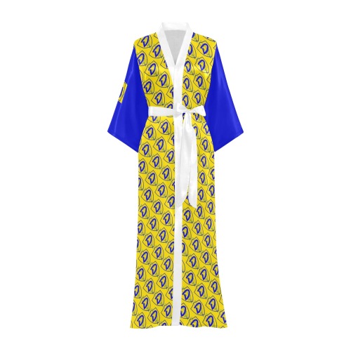DIONIO Clothing - Long Kimono Robe (Blue & Yellow Repeat Logo) Long Kimono Robe