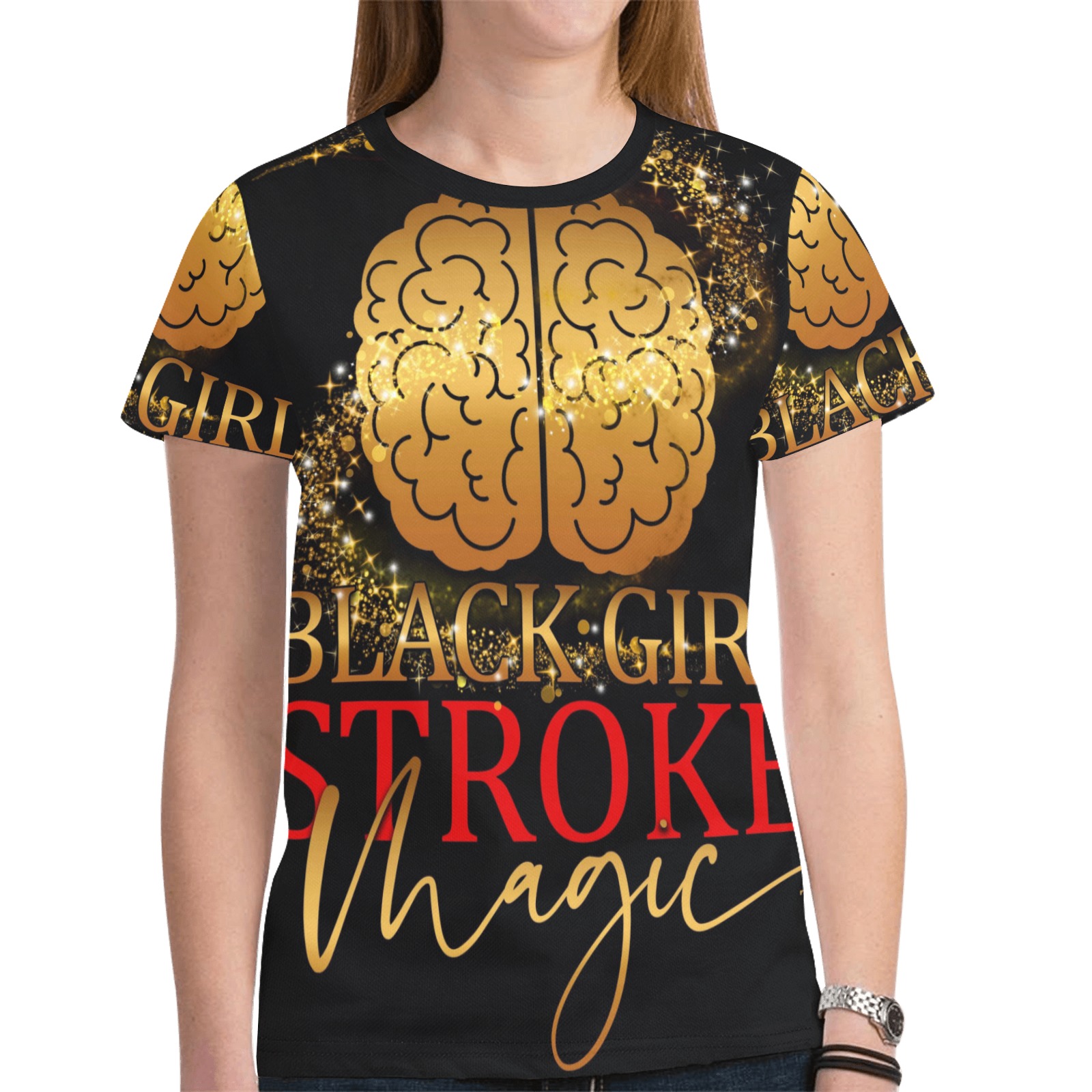 Black Girl Stroke Magic All Over Shirt New All Over Print T-shirt for Women (Model T45)