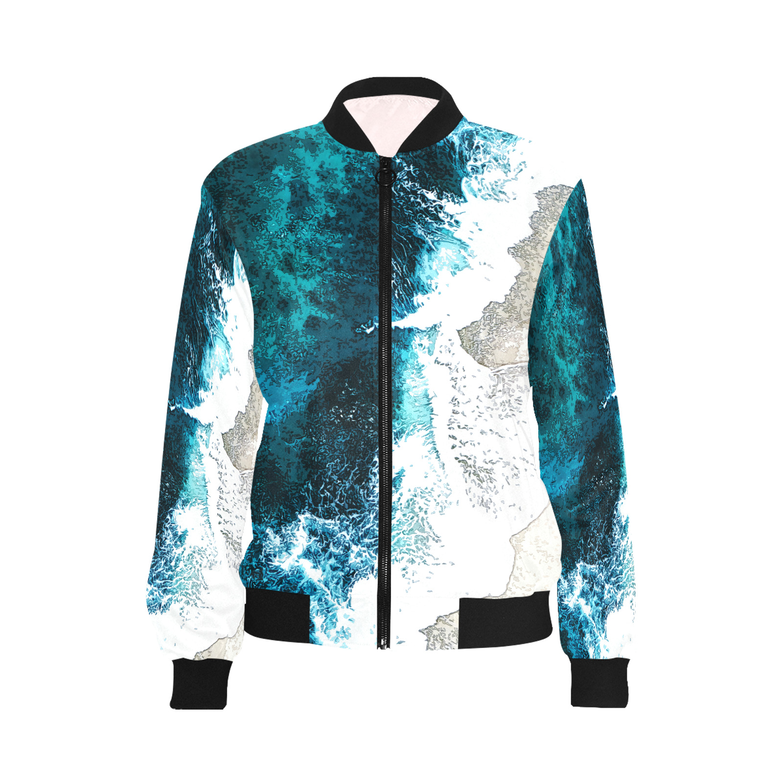 Ocean And Beach All Over Print Bomber Jacket for Women (Model H36)