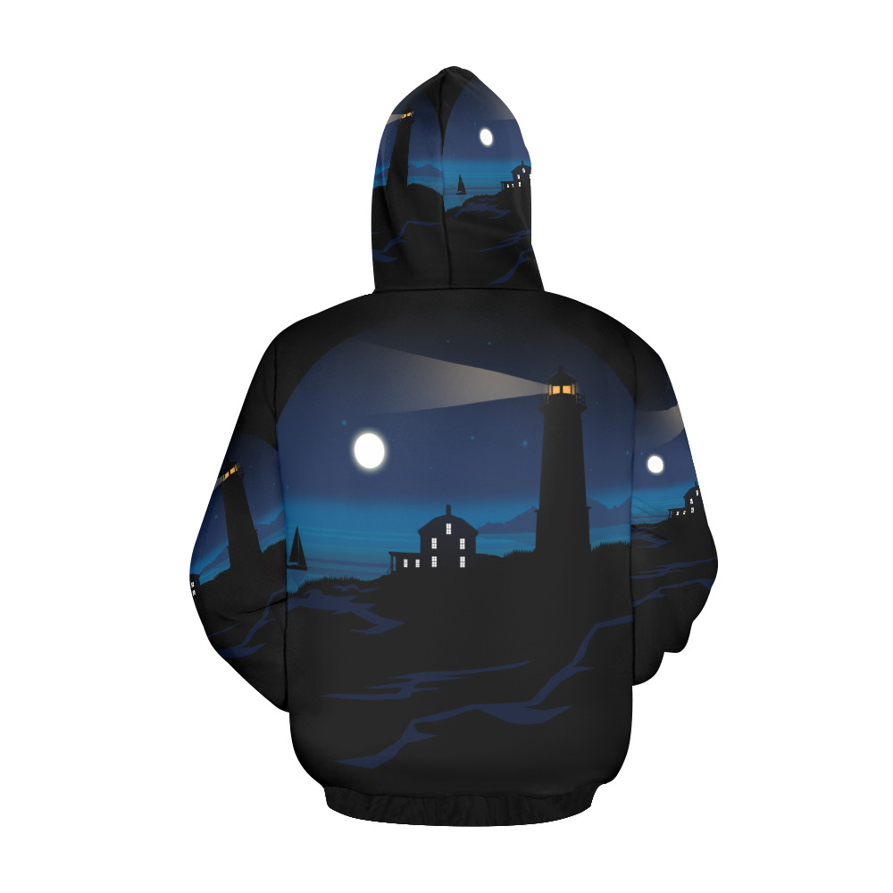 Light House - Night All Over Print Hoodie for Men (USA Size) (Model H13)