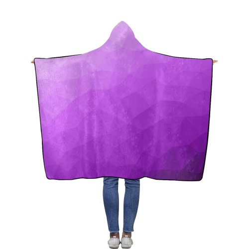Purple gradient geometric mesh pattern Flannel Hooded Blanket 50''x60''