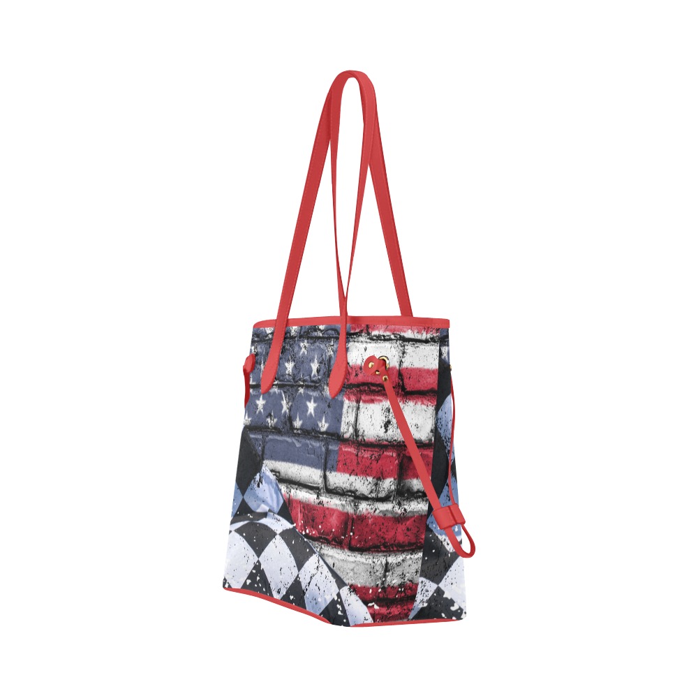 flag and checkered flag brick Clover Canvas Tote Bag (Model 1661)