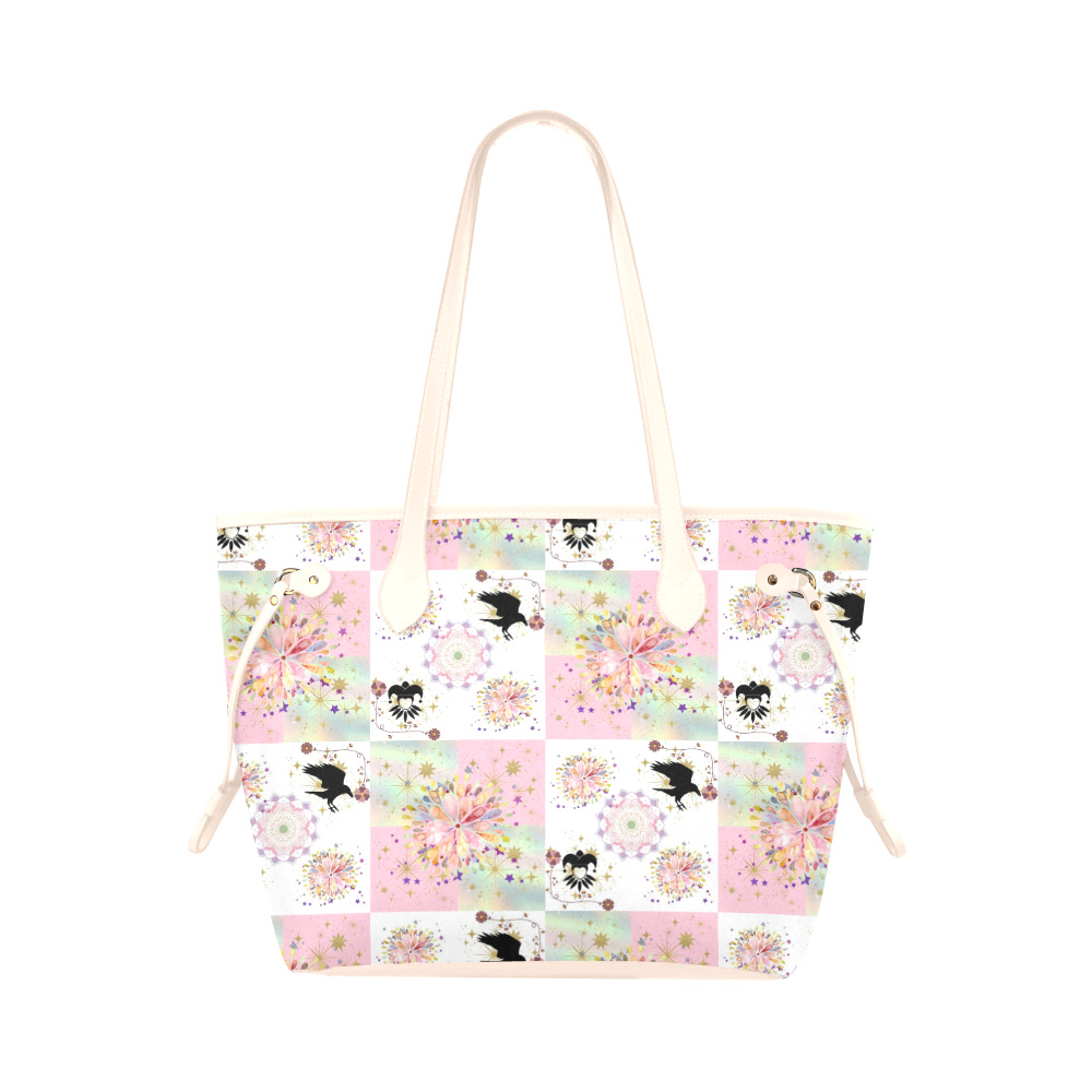 Secret Garden With Harlequin and Crow Patch Artwork Clover Canvas Tote Bag (Model 1661)