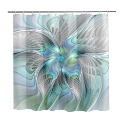 Abstract Blue Green Butterfly Fantasy Fractal Art Shower Curtain 72" x 72"