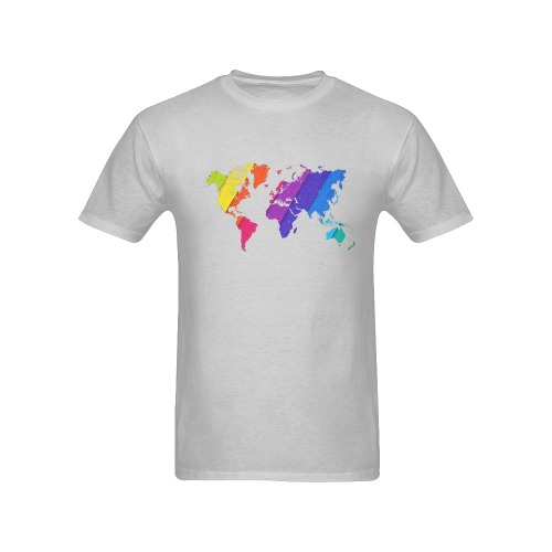 world map rainbow love Men's T-Shirt in USA Size (Front Printing Only)