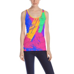 Groovy Paint Brush Strokes with Music Notes All Over Print Tank Top for Women (Model T43)