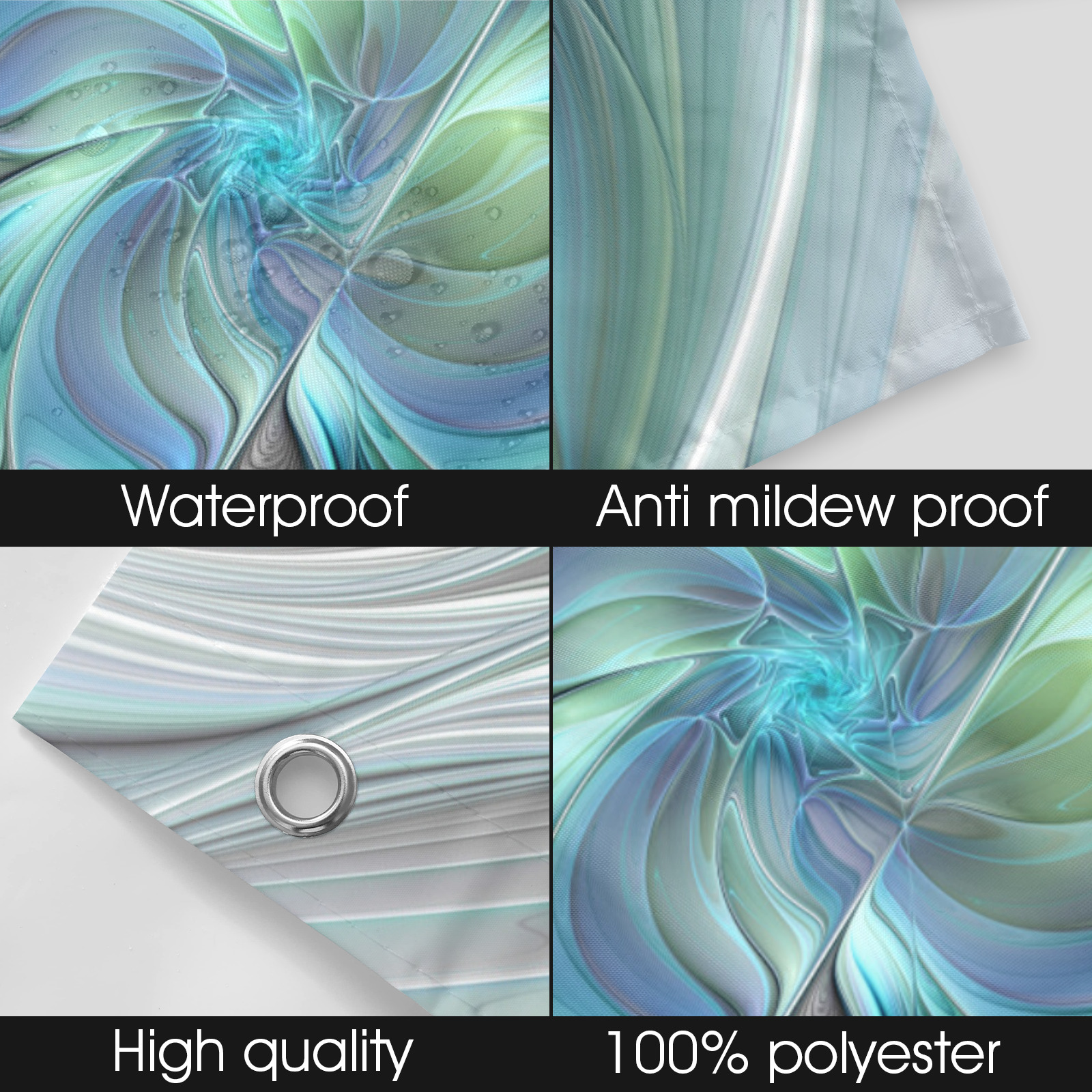 Abstract Blue Green Butterfly Fantasy Fractal Art Shower Curtain 69"x84"