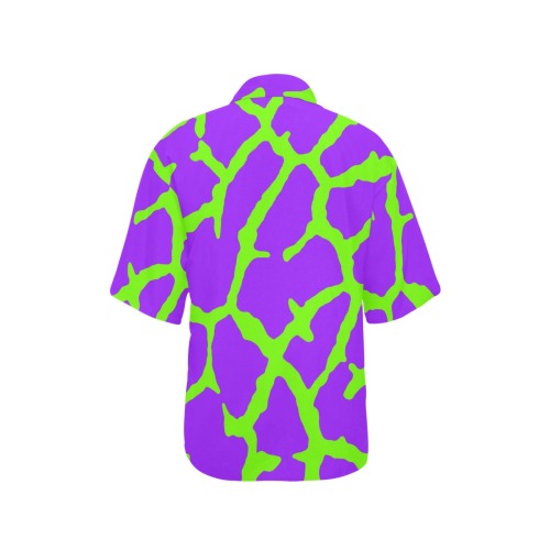 Giraffe Print Mint Amethyst All Over Print Hawaiian Shirt for Women (Model T58)