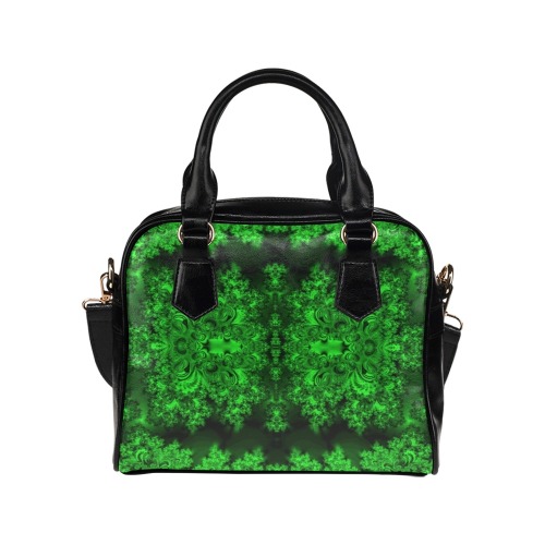 Frost on the Evergreens Fractal Shoulder Handbag (Model 1634)