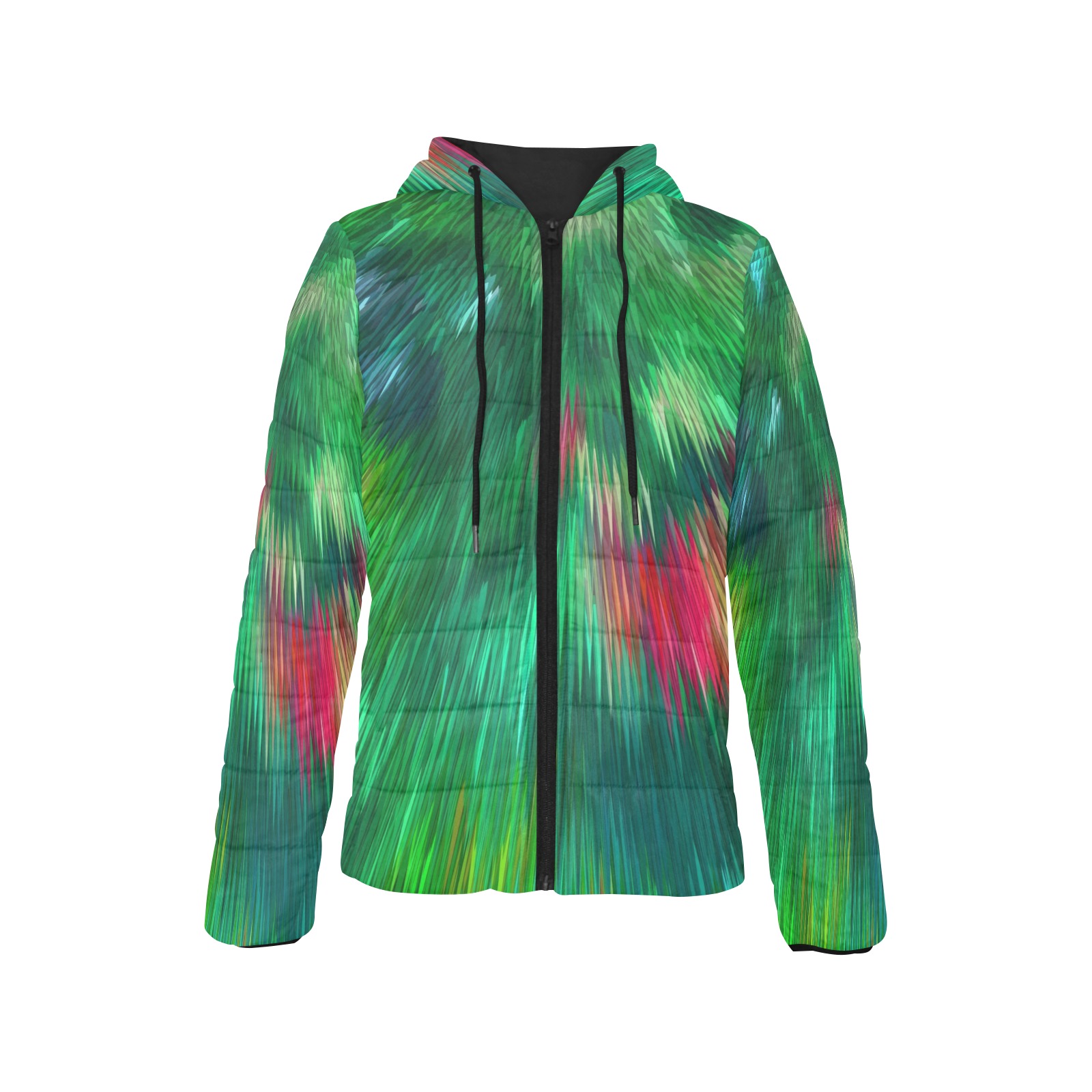 Colorful Abstract Hoodie Women's Padded Hooded Jacket (Model H46)