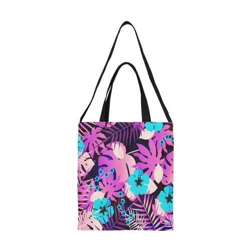 GROOVY FUNK THING FLORAL PURPLE All Over Print Canvas Tote Bag/Medium (Model 1698)