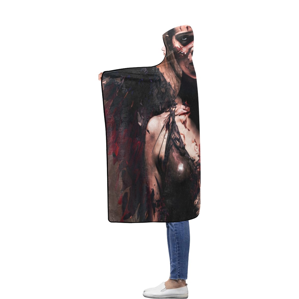 Angel of death Flannel Hooded Blanket 56''x80''