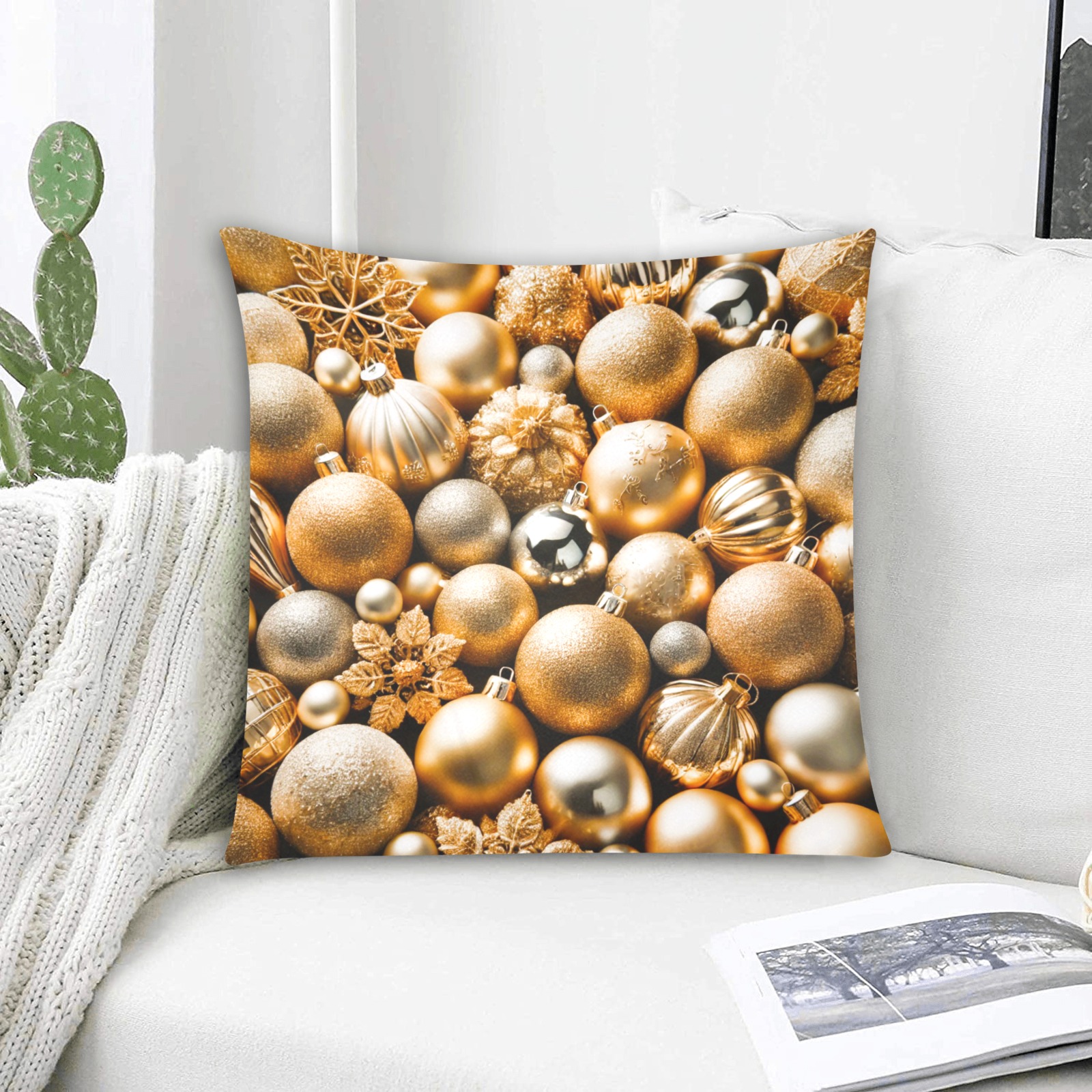 golden baubles Custom Zippered Pillow Cases 18"x18" (Two Sides)