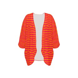 Bohemian ornamental hot pink & orange 2 Women's Kimono Chiffon Cover Ups (Model H51)