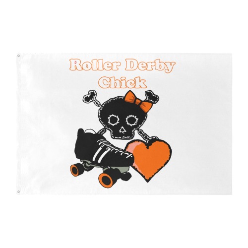 Roller Derby Chick (Orange) Custom Flag 6x4 Ft (72"x48") (One Side)