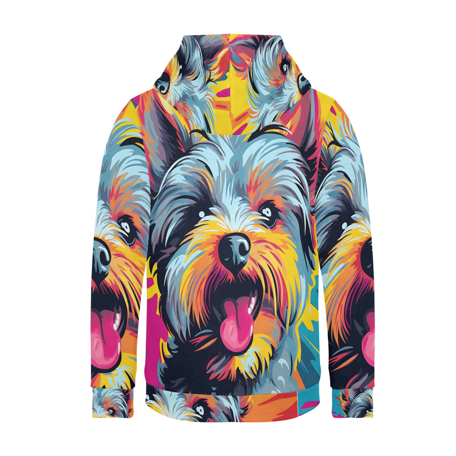 Yorkshire Terrier Pop Art Women's Long Sleeve Fleece Hoodie (Model H55)