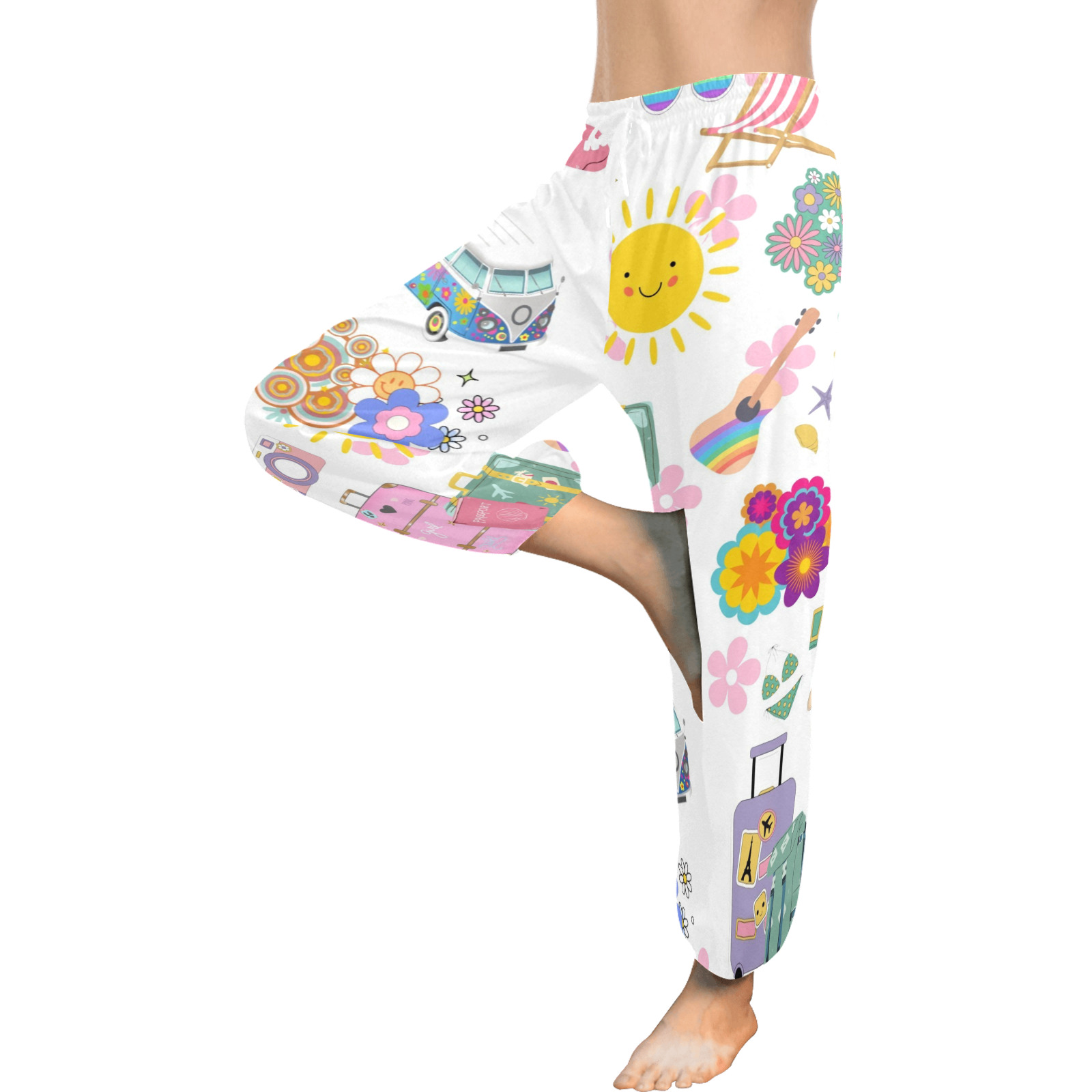 Hippie Summer Holiday Travel Vacation Artwork Design Women's All Over Print Harem Pants (Model L18)