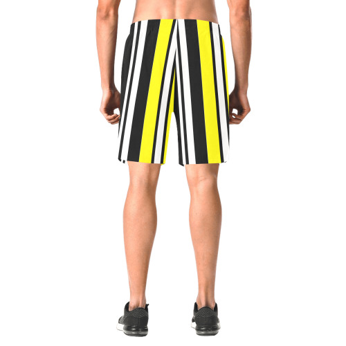 by stripes Men's All Over Print Elastic Beach Shorts (Model L20)