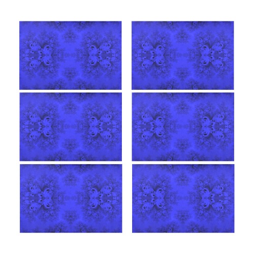 Midnight Blue Gardens Frost Fractal Placemat 12’’ x 18’’ (Set of 6)