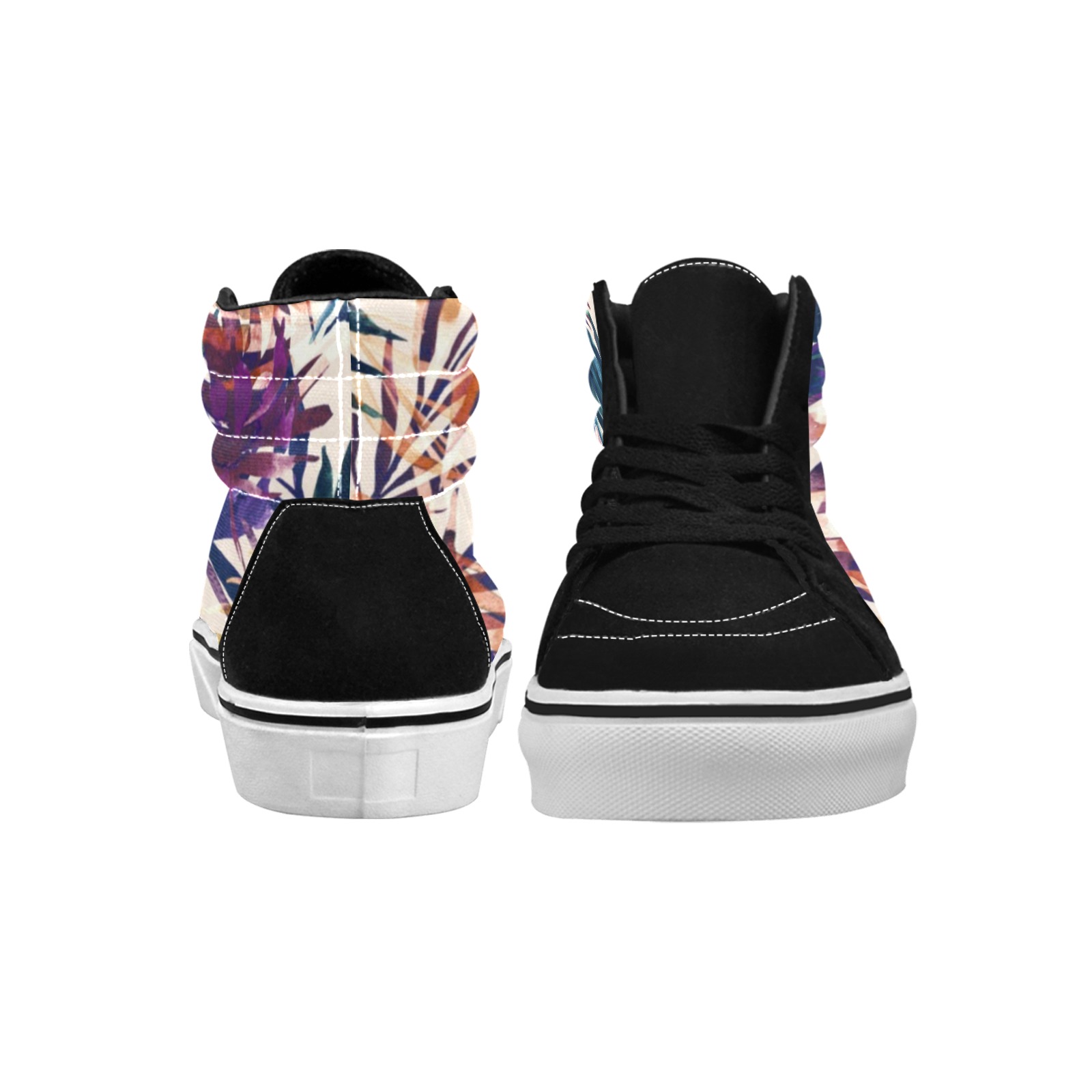 Abstract palms leaf colorful paint-6 Women's High Top Skateboarding Shoes (Model E001-1)