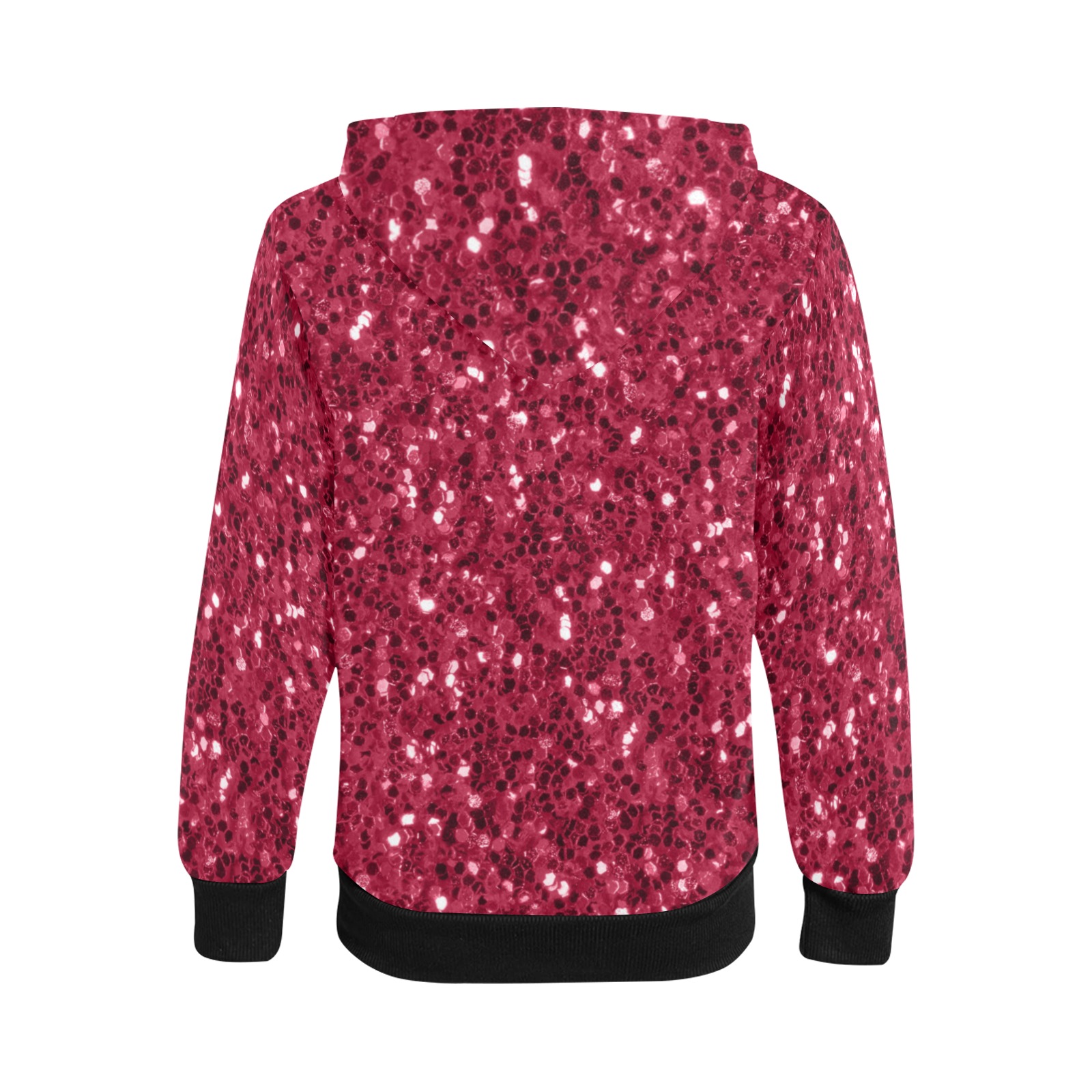 Magenta dark pink red faux sparkles glitter Kids' All Over Print Full Zip Hoodie (Model H39)
